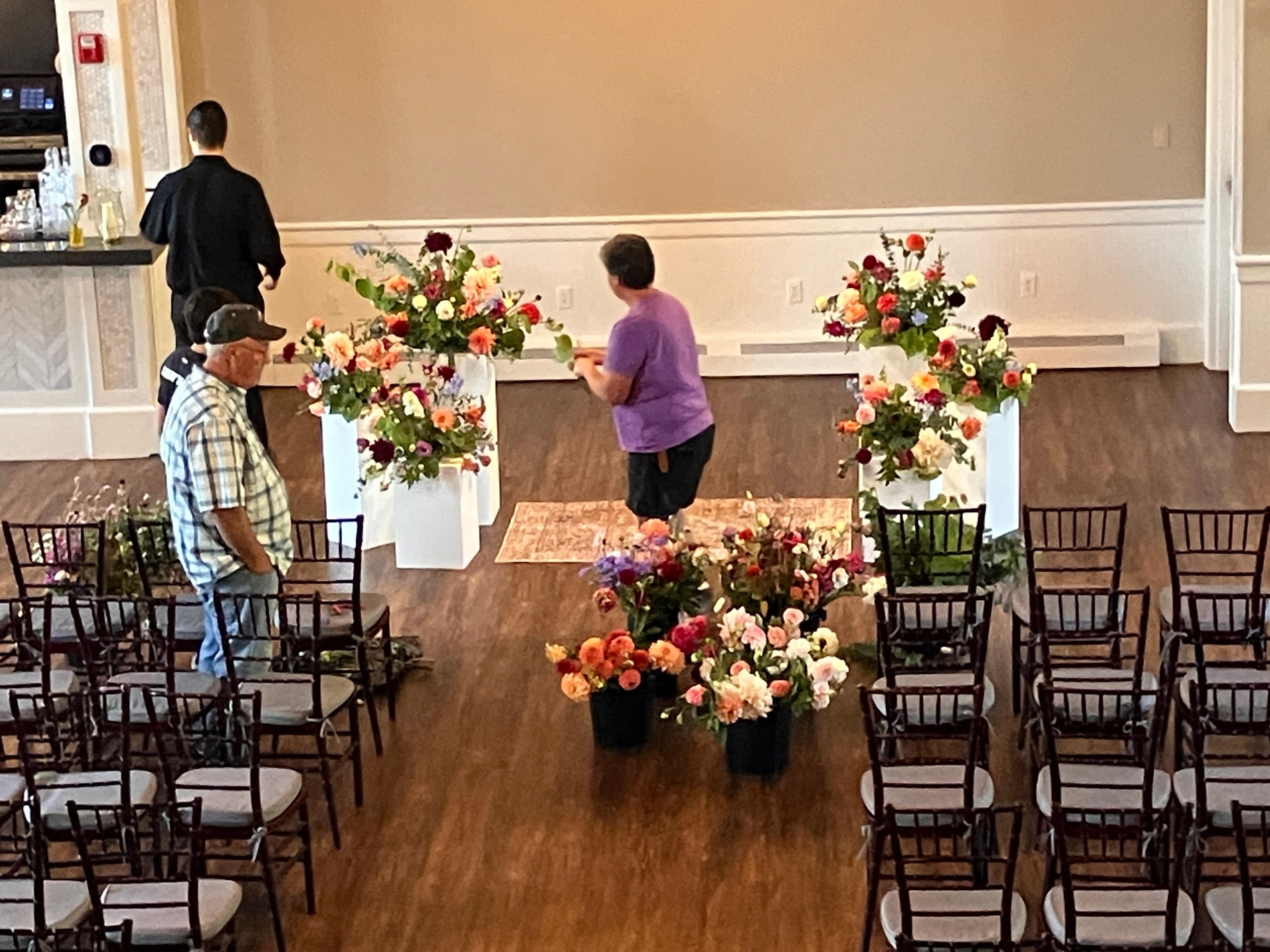 Final touches on arrangements at Steele Hall, Newburyport 