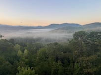 Morning coffee from the middle deck.
