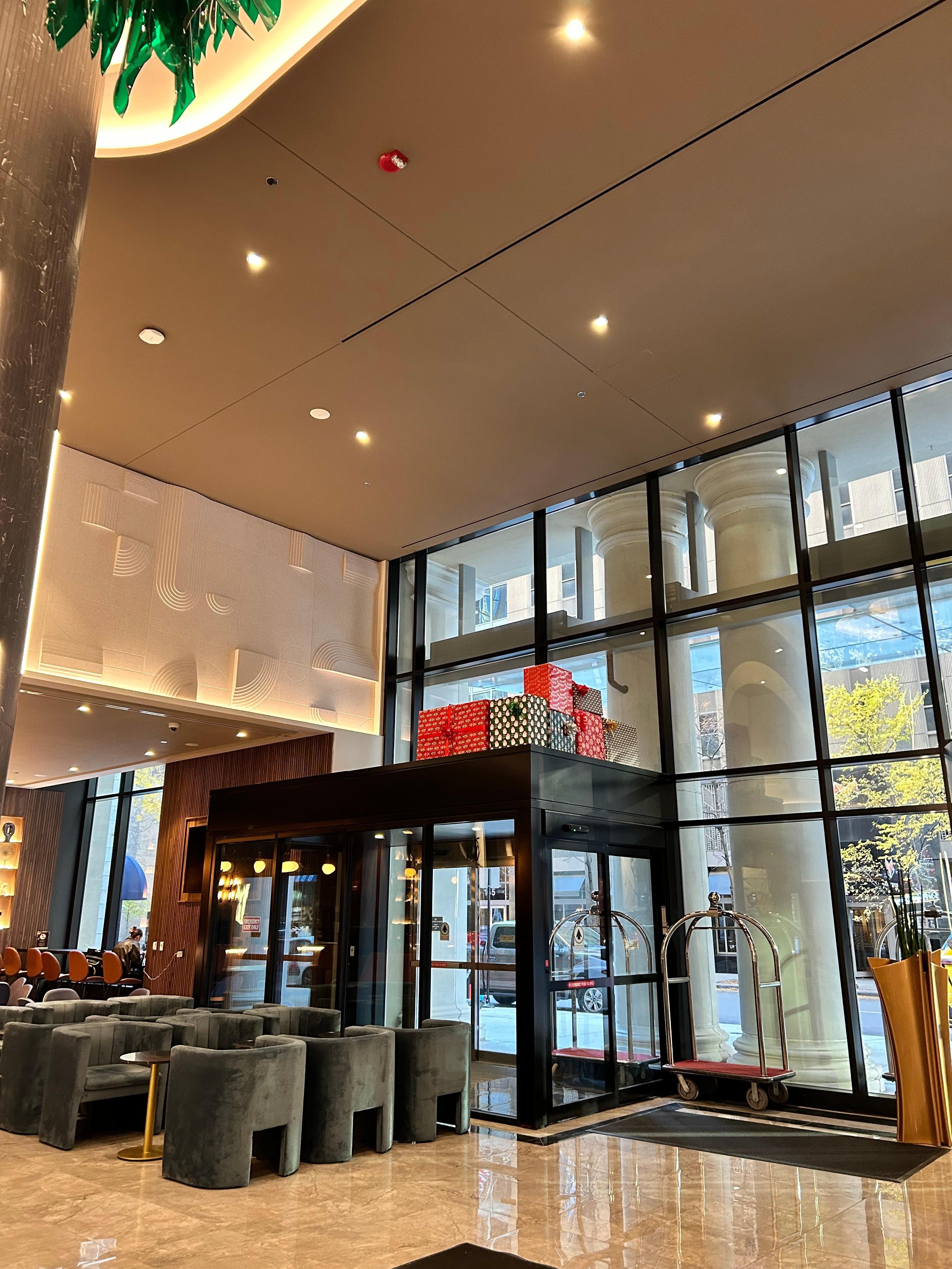 Hotel Lobby with Christmas Decor 