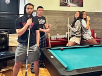 Fun time playing pool