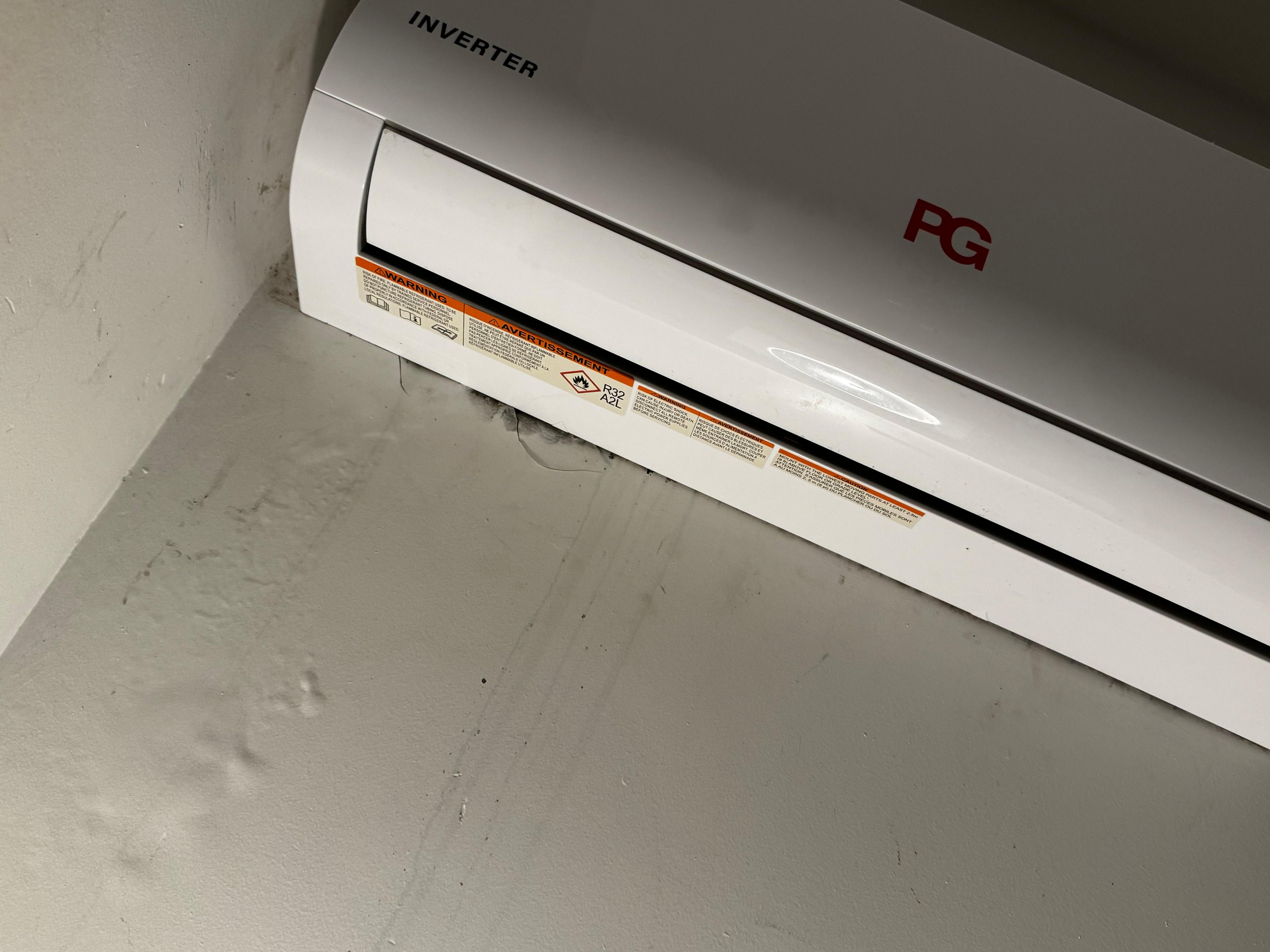 Dirty ac unit, mold underneath ac, 