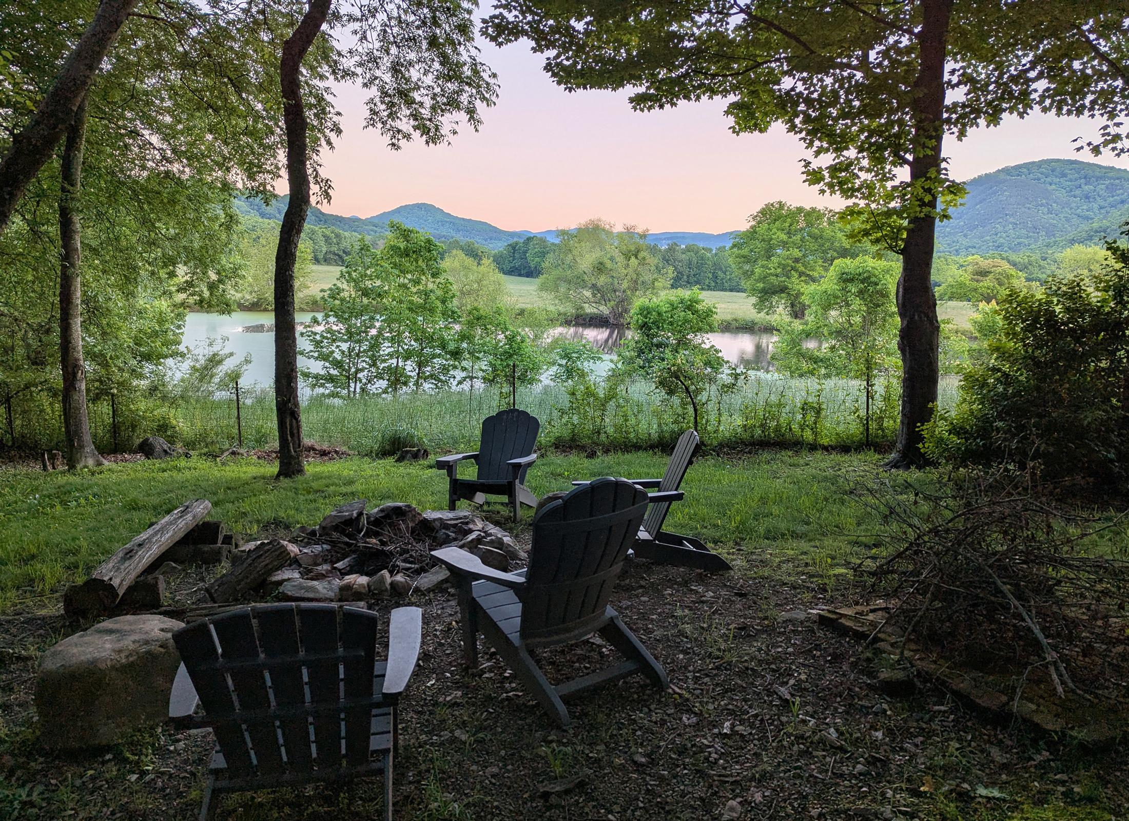 Pond & mountains view