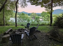 Pond & mountains view