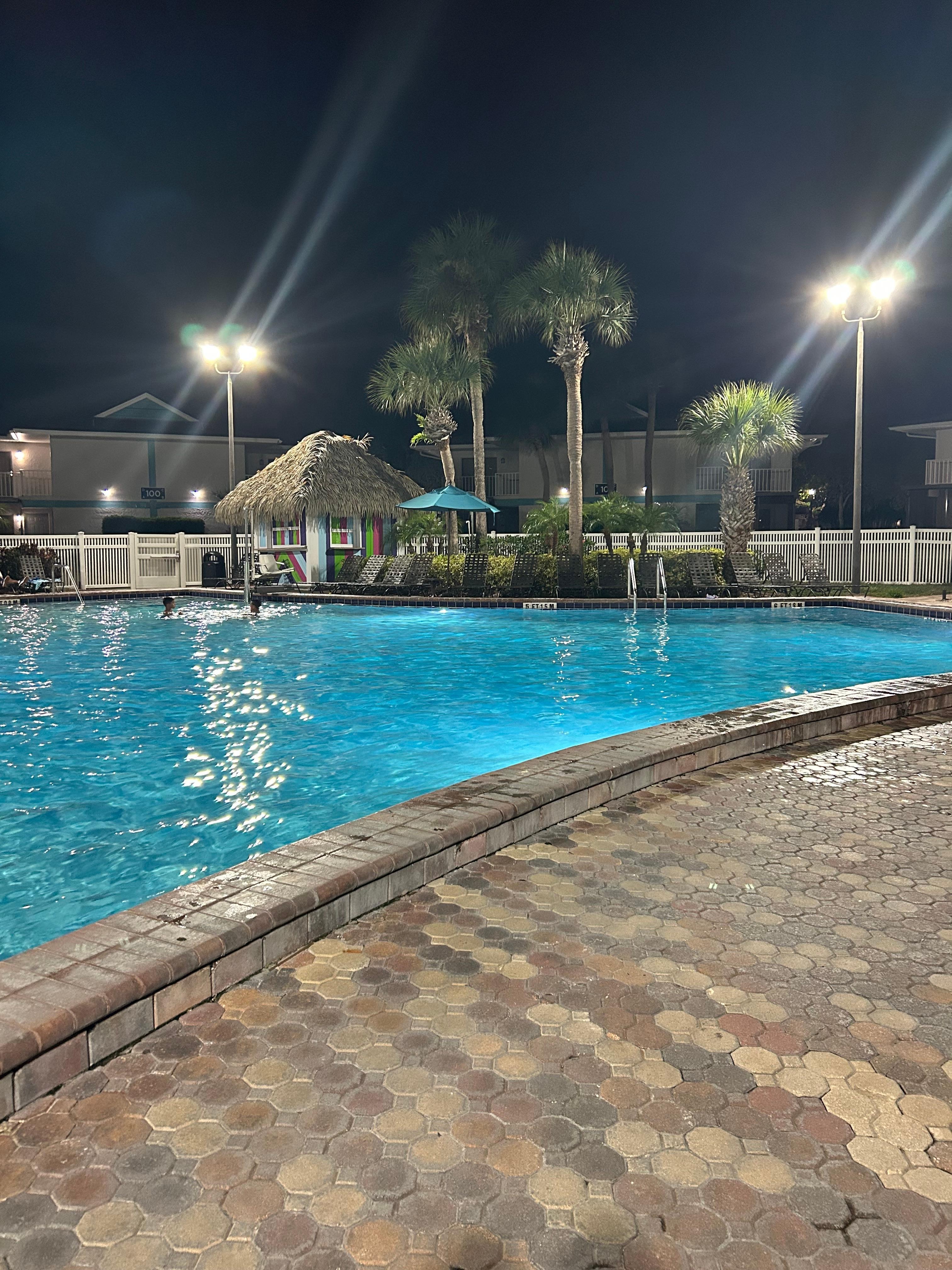 Beautiful night swim in clean well maintained pool open till 11pm