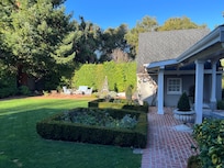 Listening to the nice fountain on the patio.
