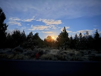 The moon setting outside the front door