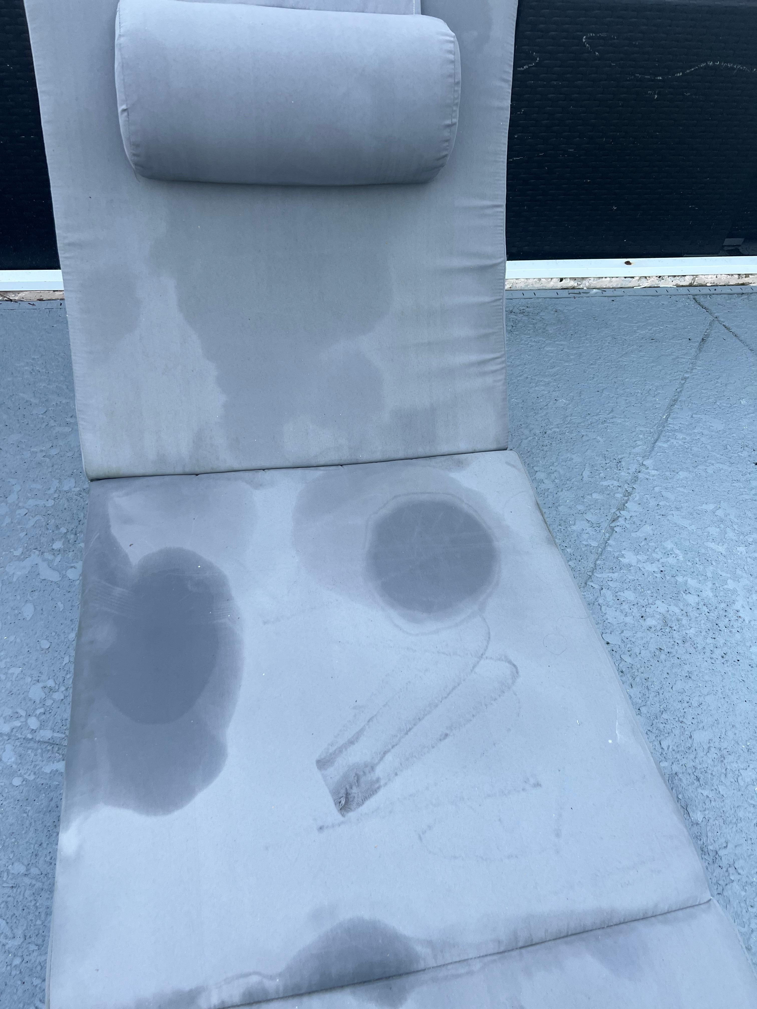 Much of the outdoor furniture was stained like this