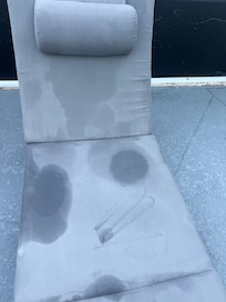 Much of the outdoor furniture was stained like this