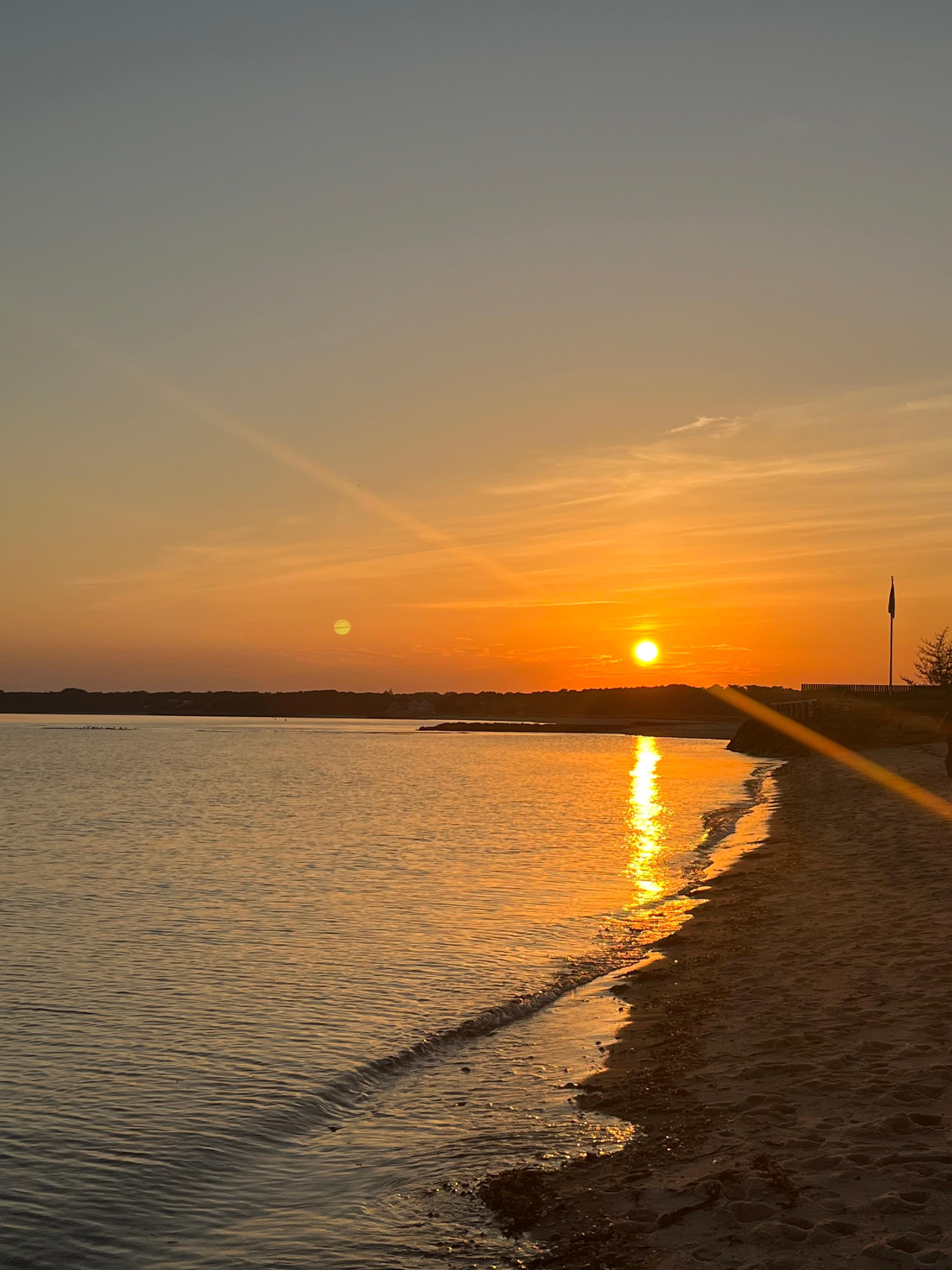 Sunset at Harwich beach,calm water great for kids 