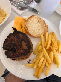 Lunch - a burnt burger…