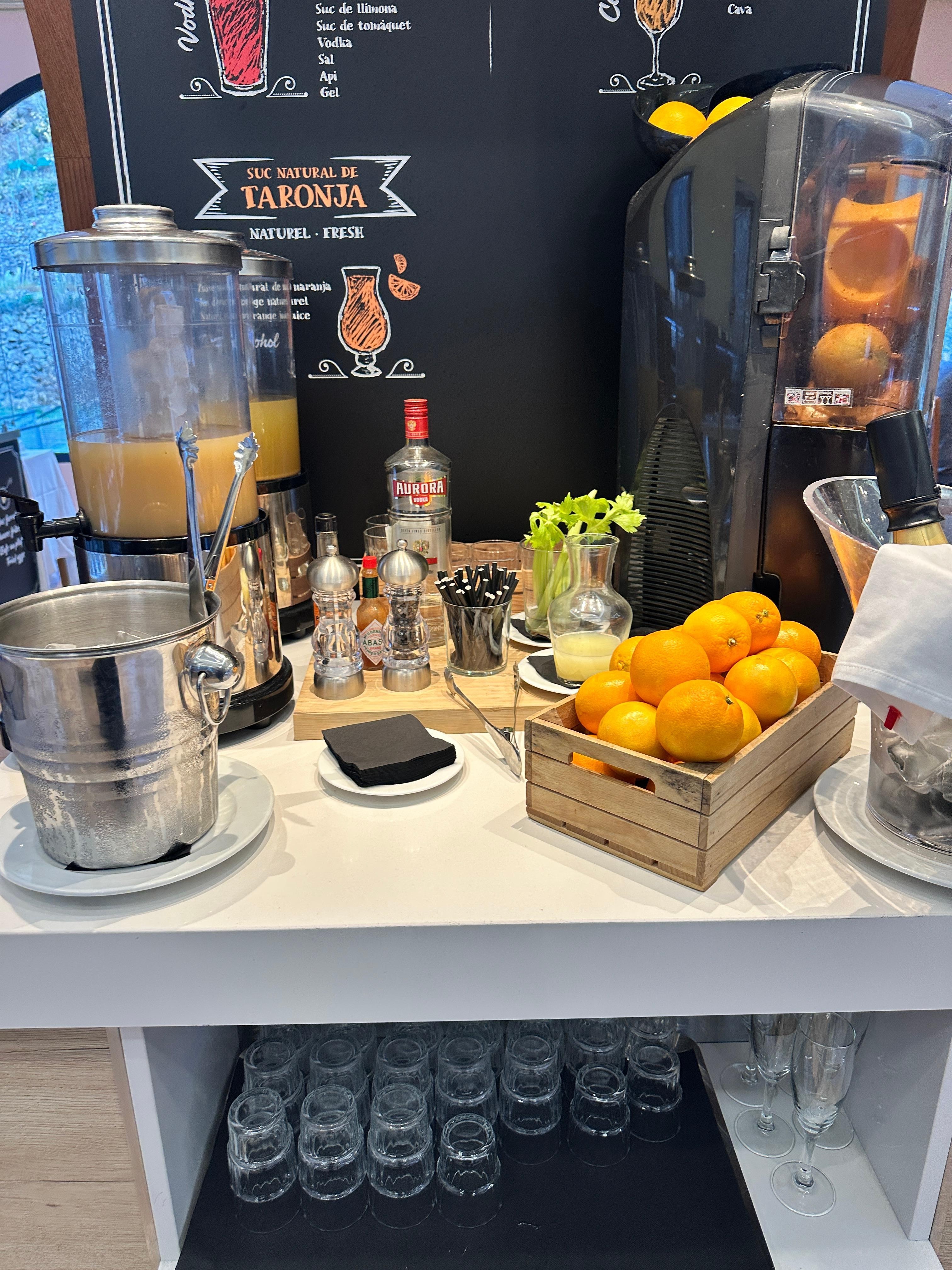 Juice station at breakfast