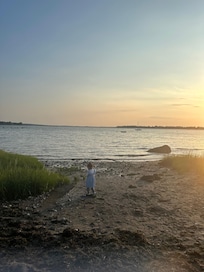 Sunset from the property's private beach.