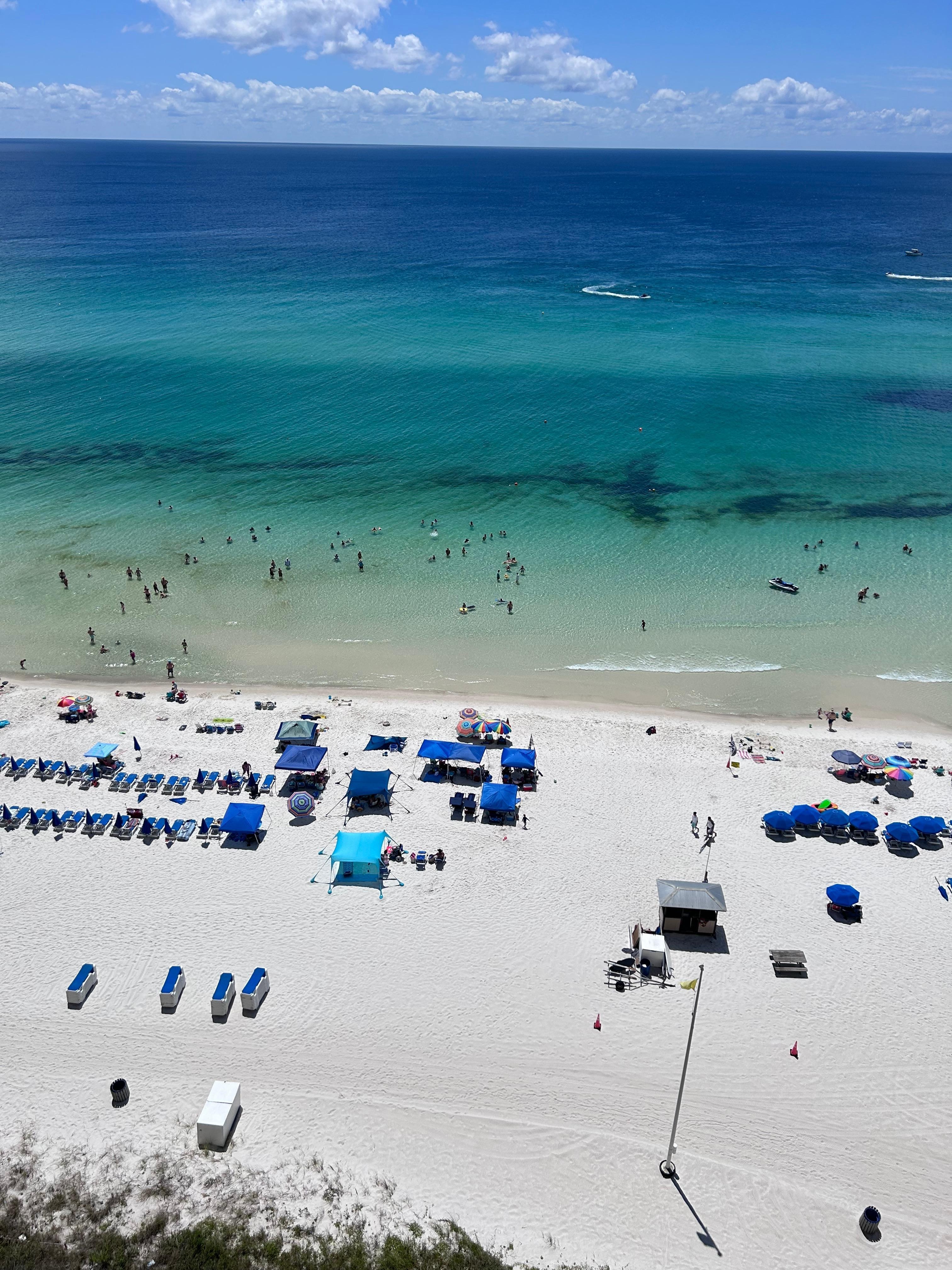 Looking down outside balcony 