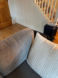One throw pillow that was stained.