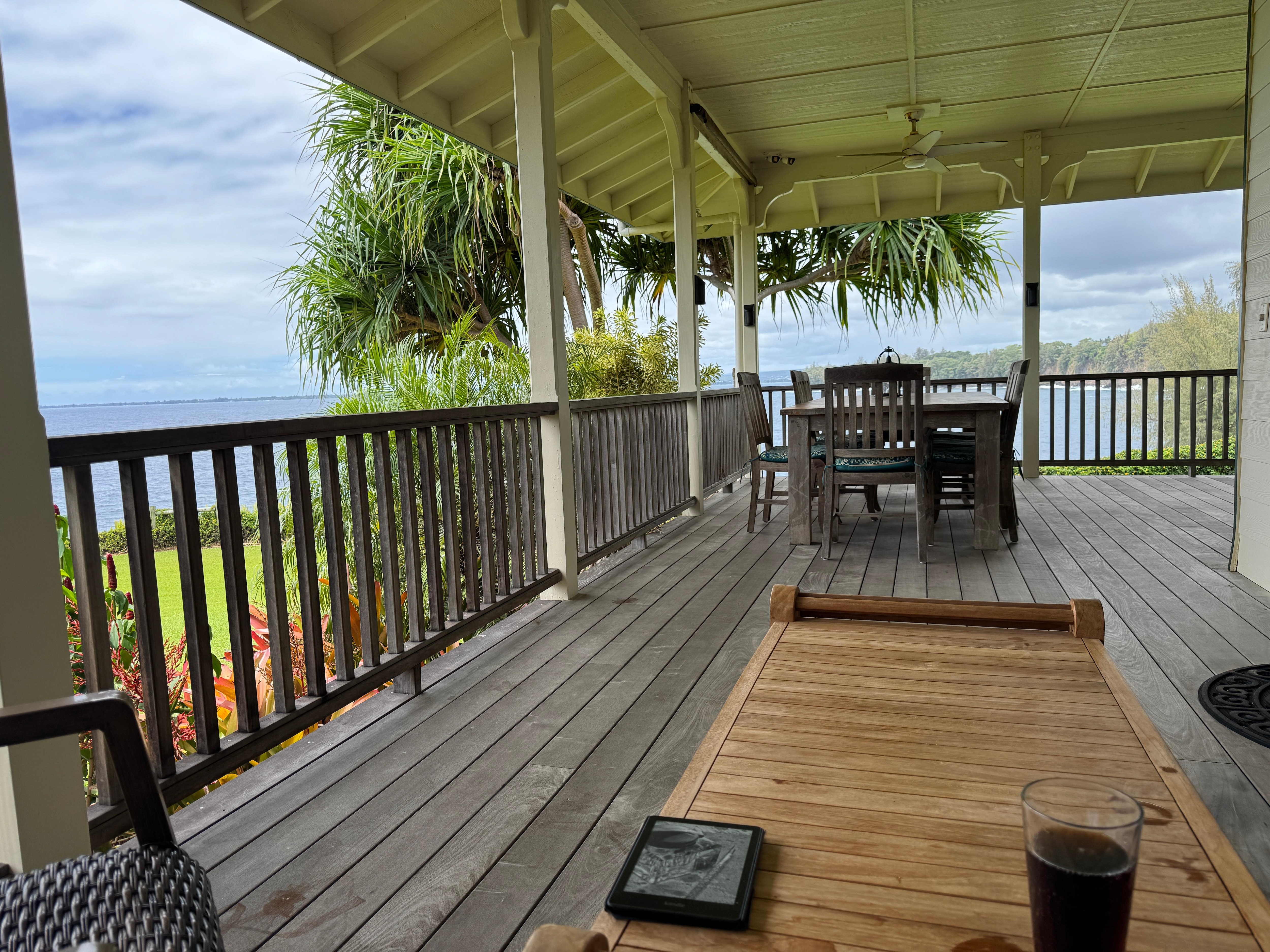 Morning coffee and evening happy hour on the deck. 