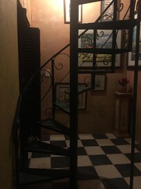 Only half of narrow staircase. Hotel not ADA accessible