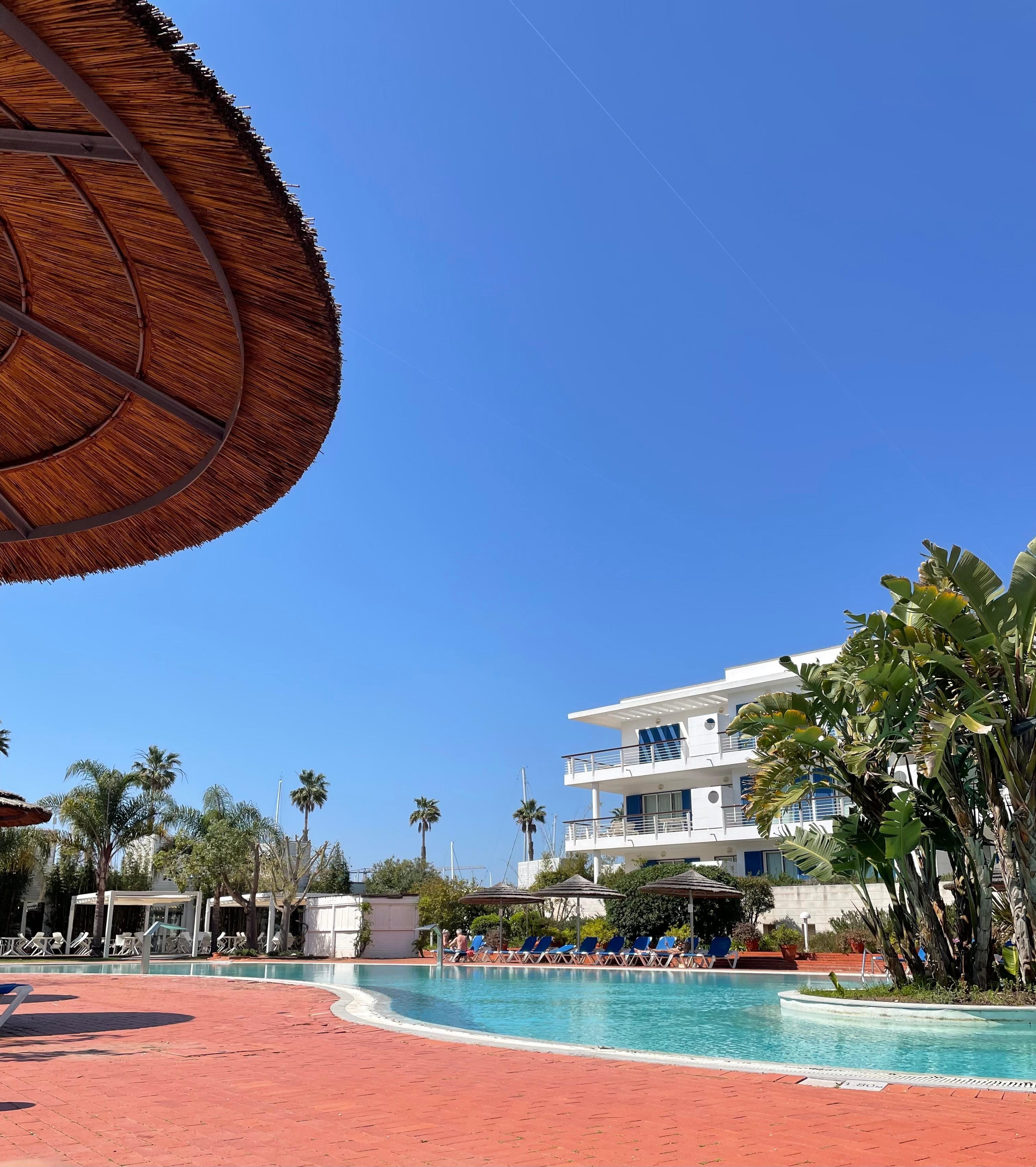 Marina club pool area,  Bar and food available. 