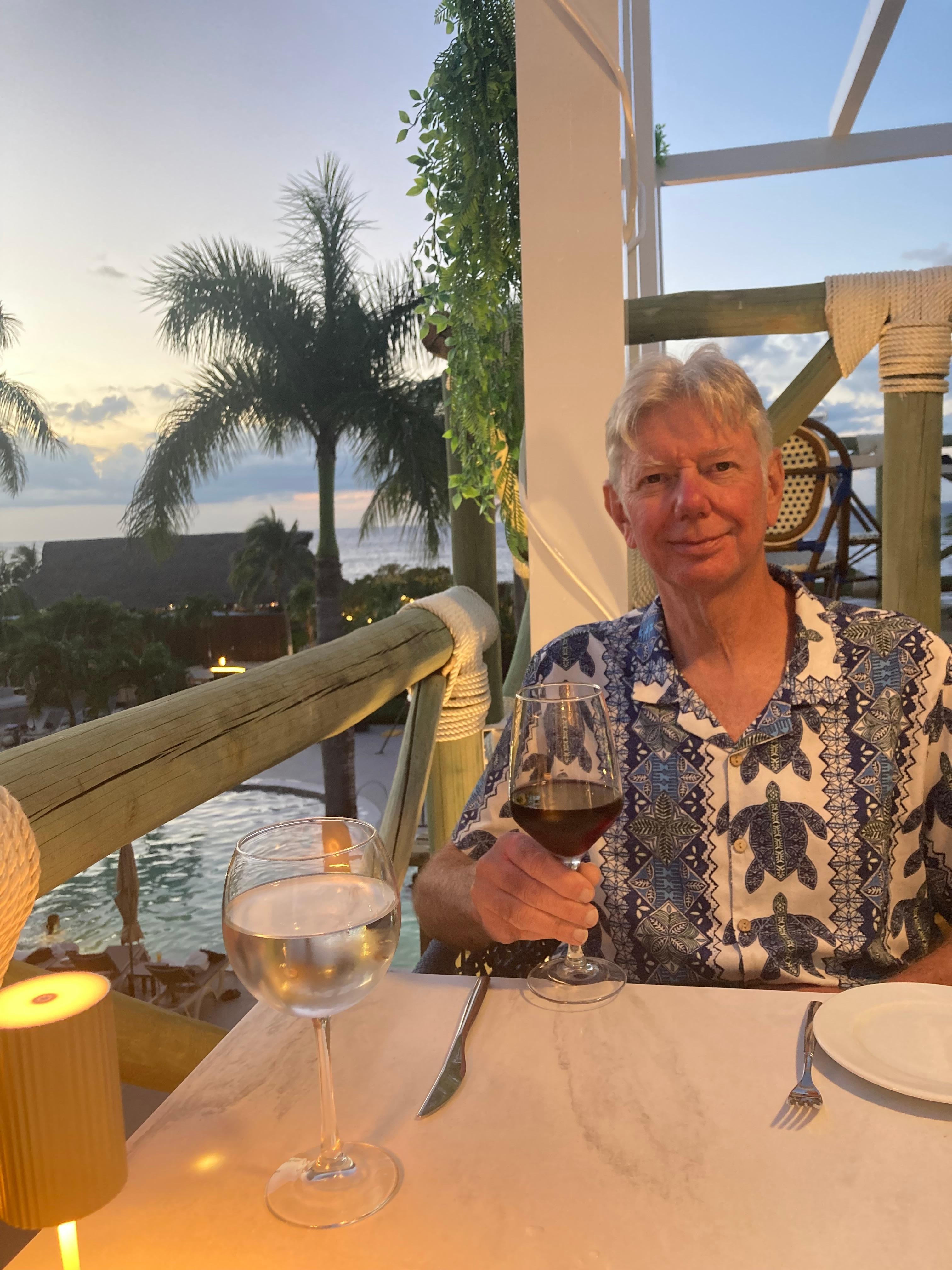 Sunset dinner at Italian restaurant 