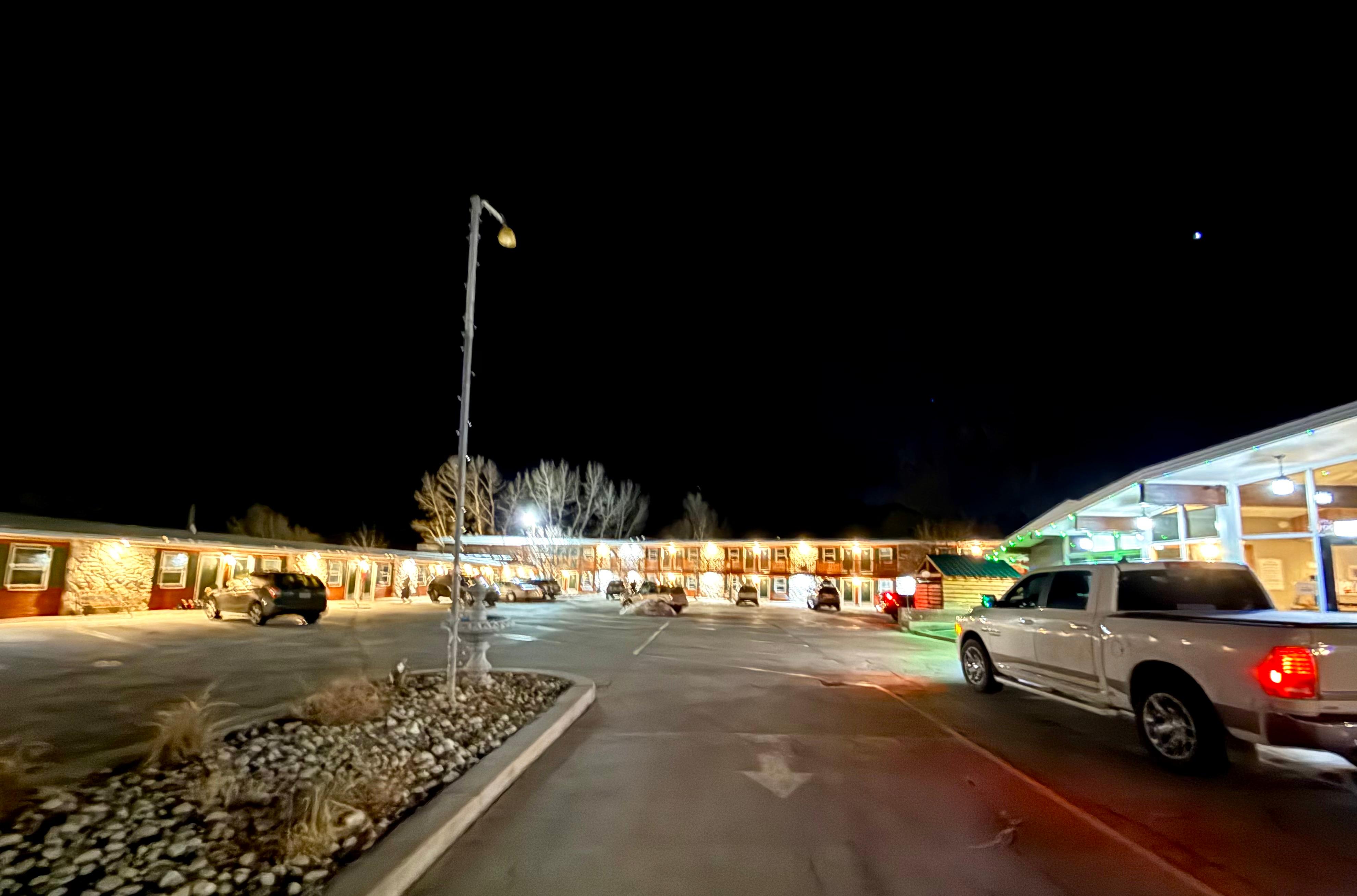 Motel courtyard provides quieter area off main road 