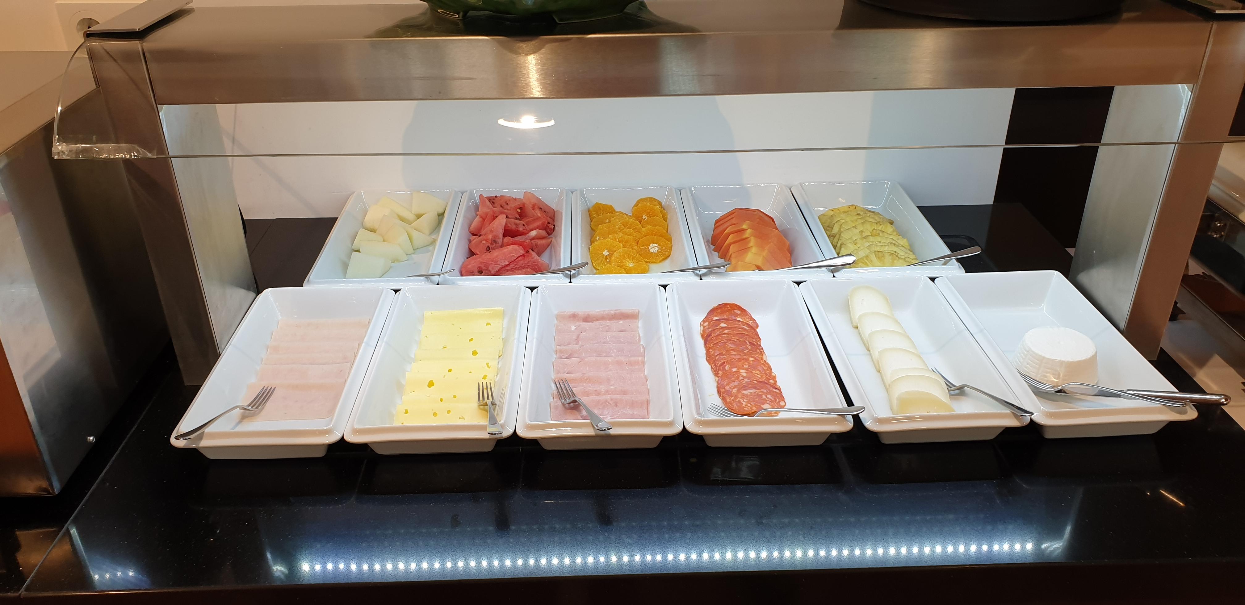 Breakfast cold meats selection.