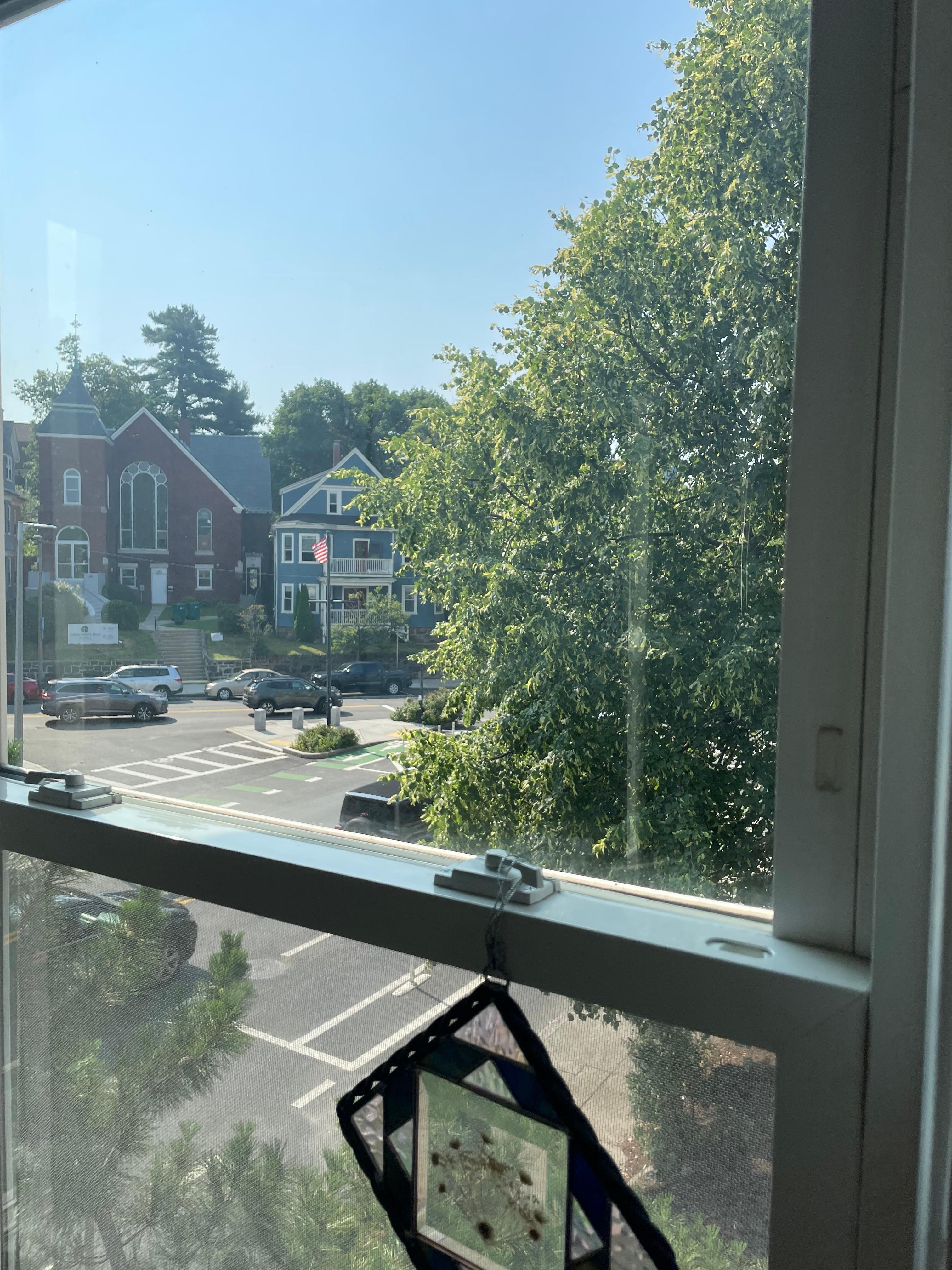 View from front of house sun room 