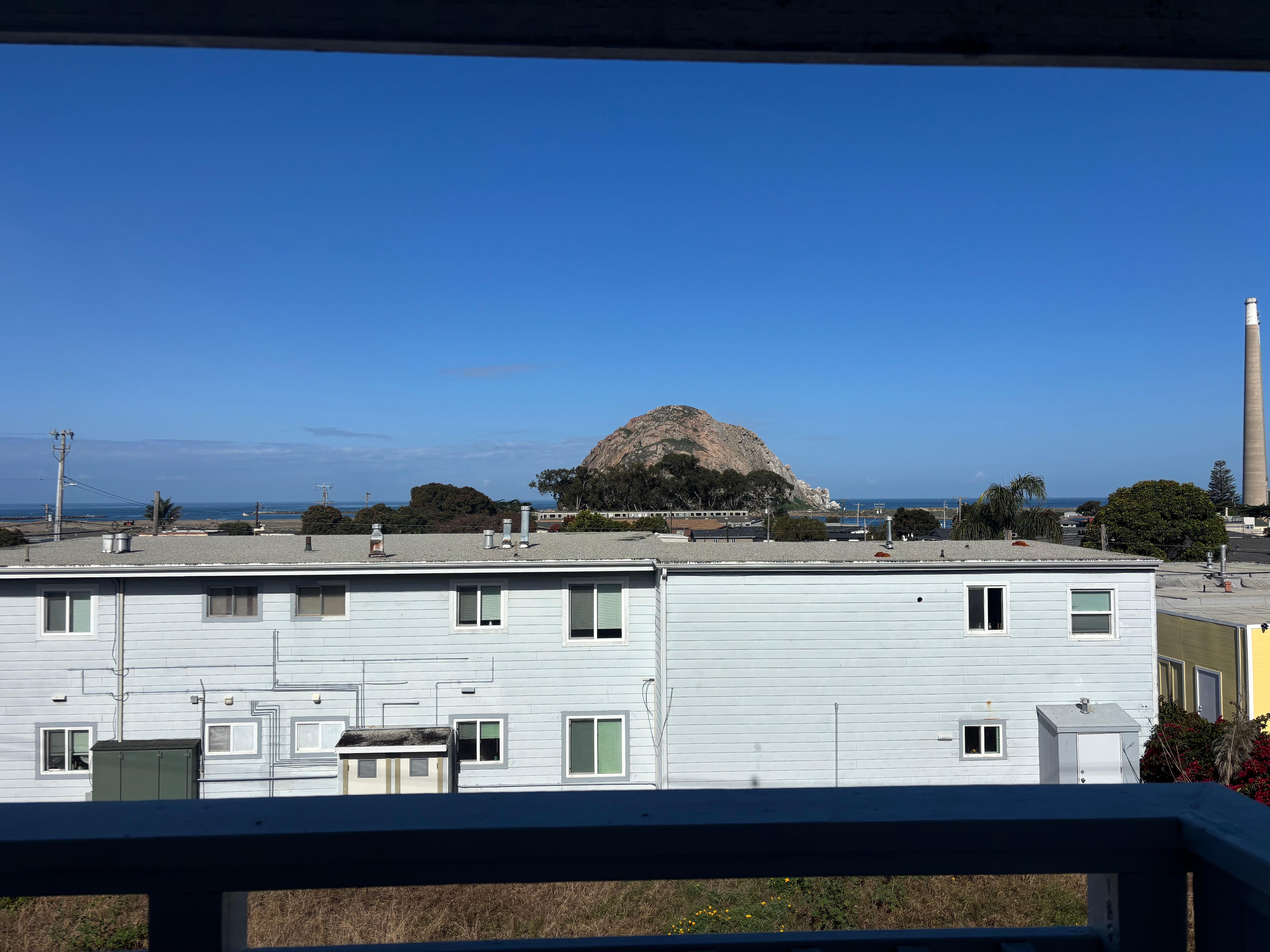 View of Morro Rock from our hotel room on the second floor 