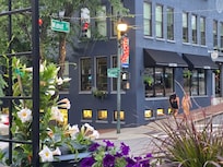 Intersection behind Luxe Loft