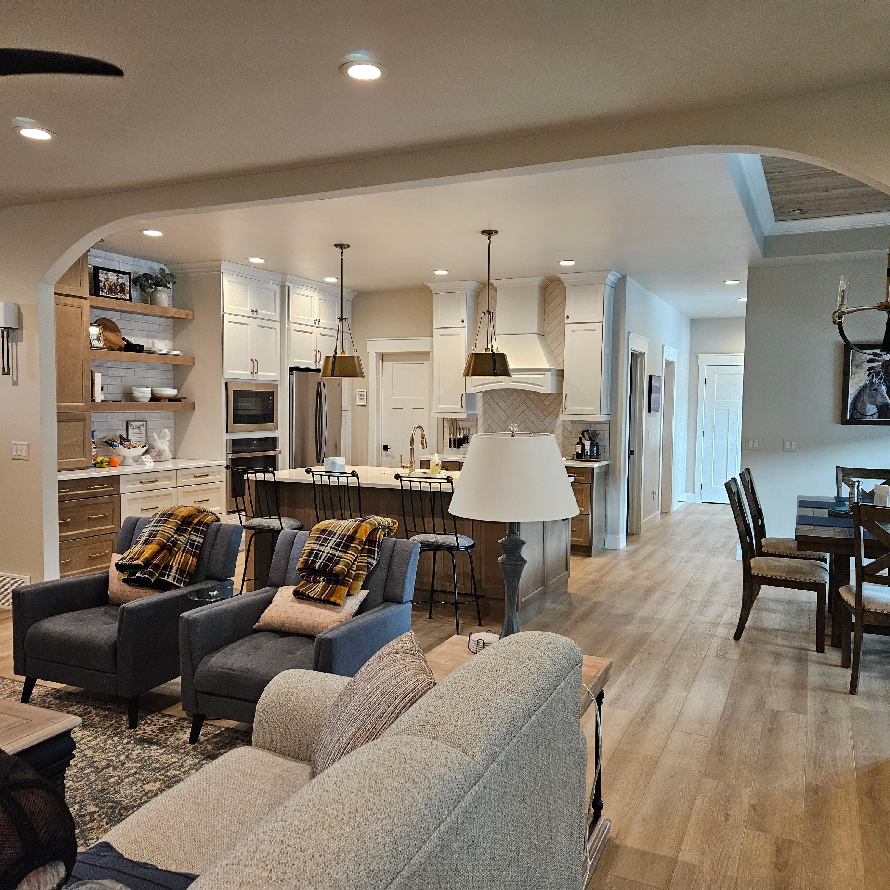 View from living room to kitchen