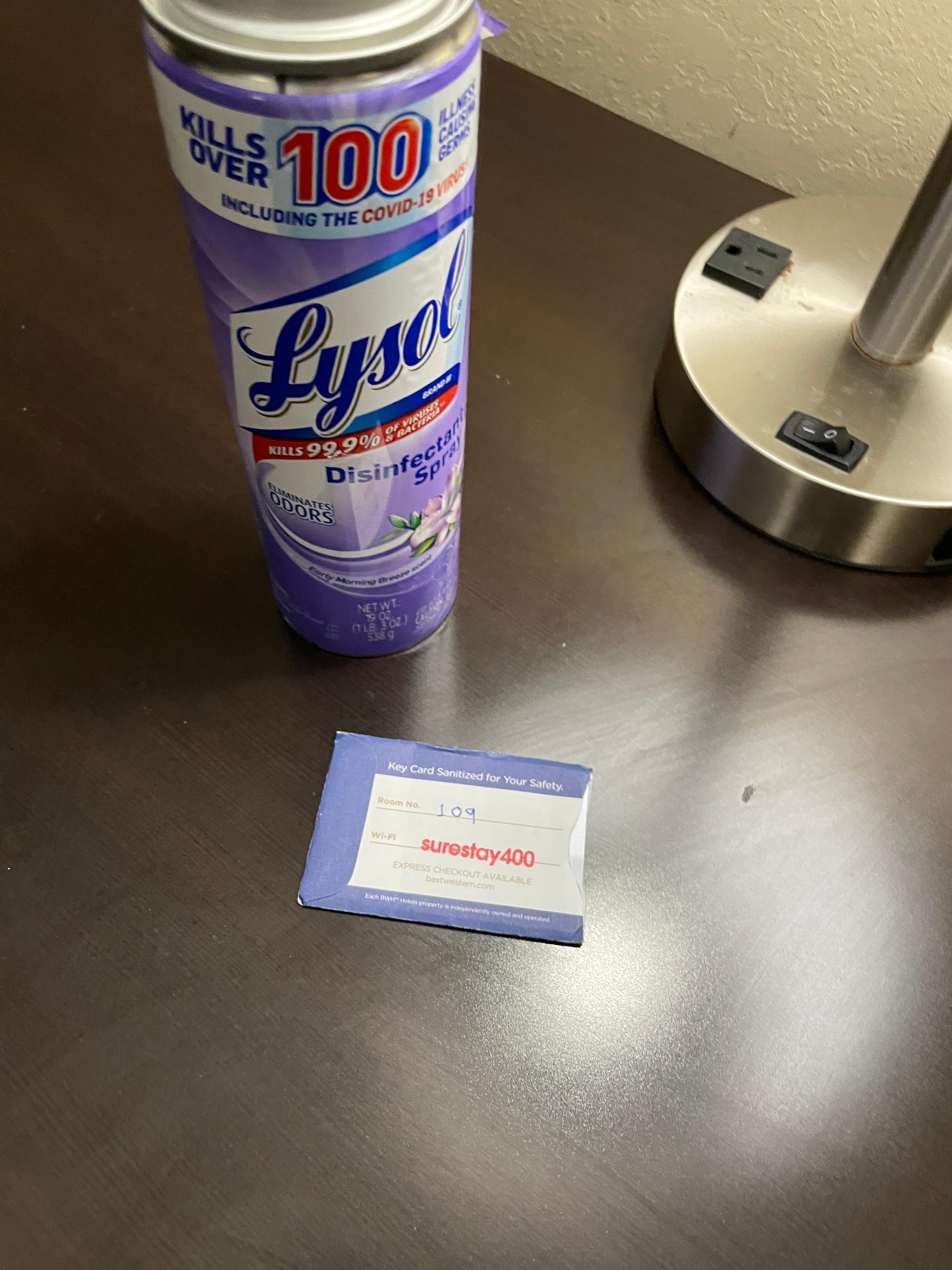 Had to get a can of Lysol from the front desk