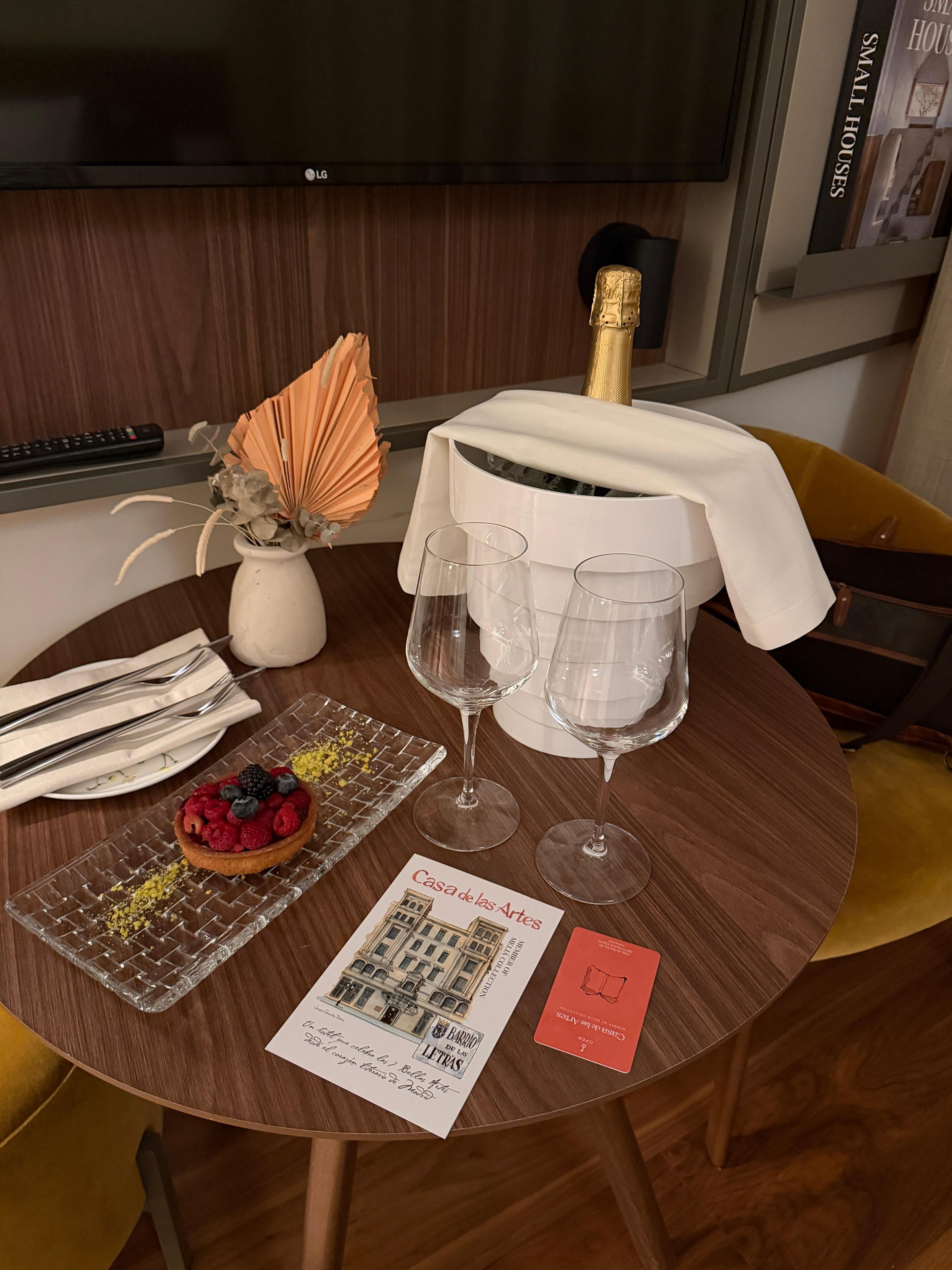 My husband’s birthday. The hotel left a bottle of cava in our room