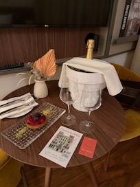 My husband’s birthday. The hotel left a bottle of cava in our room