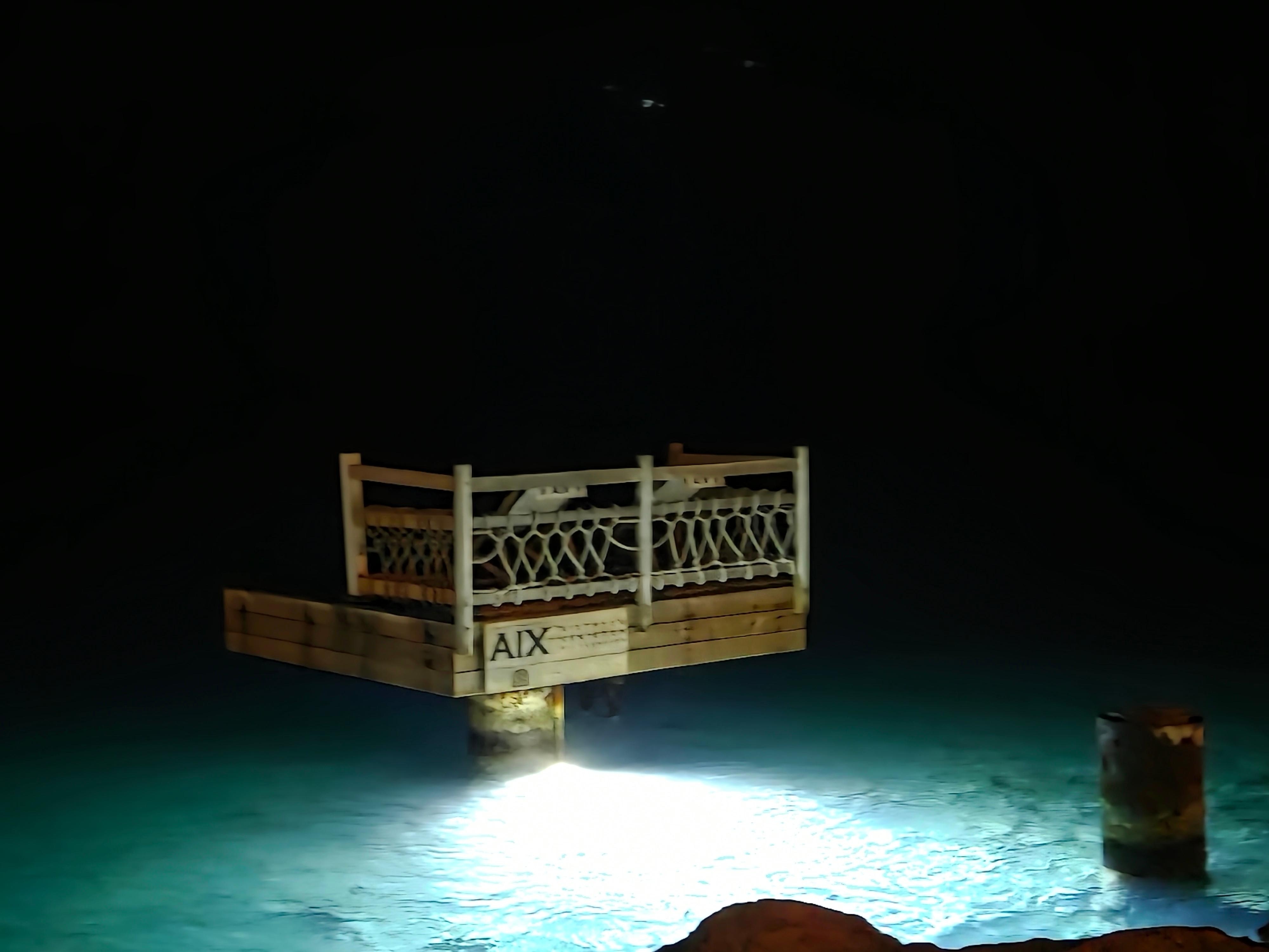 Can see fish at night.Great snorkeling during the day.