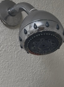 Rust on shower head. Vinegar removes hard water stains.