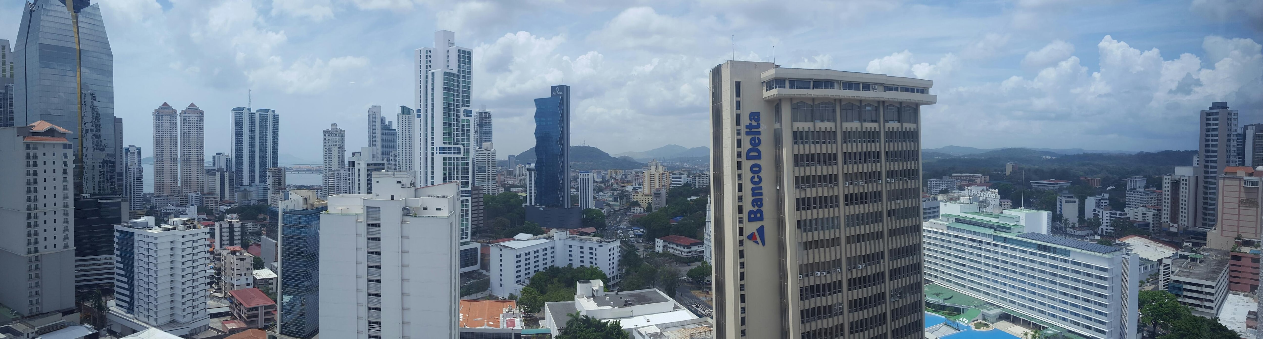 Hotel window view.