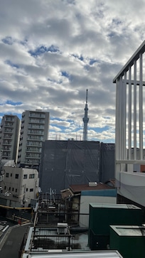 テラスからスカイツリーが見えました。
