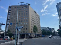 View of hotel from the street.