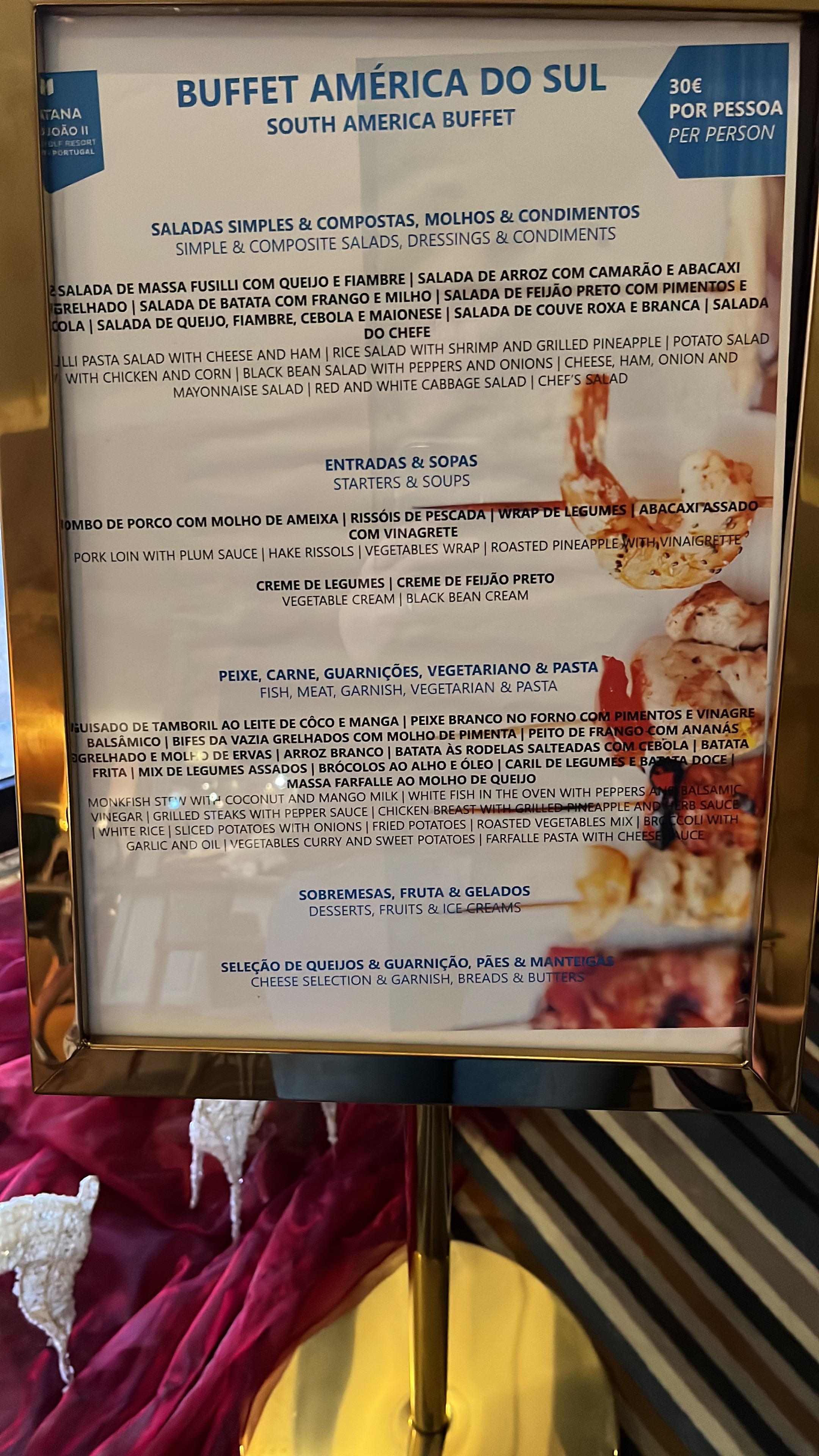 Buffet menu