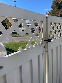 Broken patio gate.