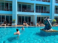 Ground floor room direct access to pool