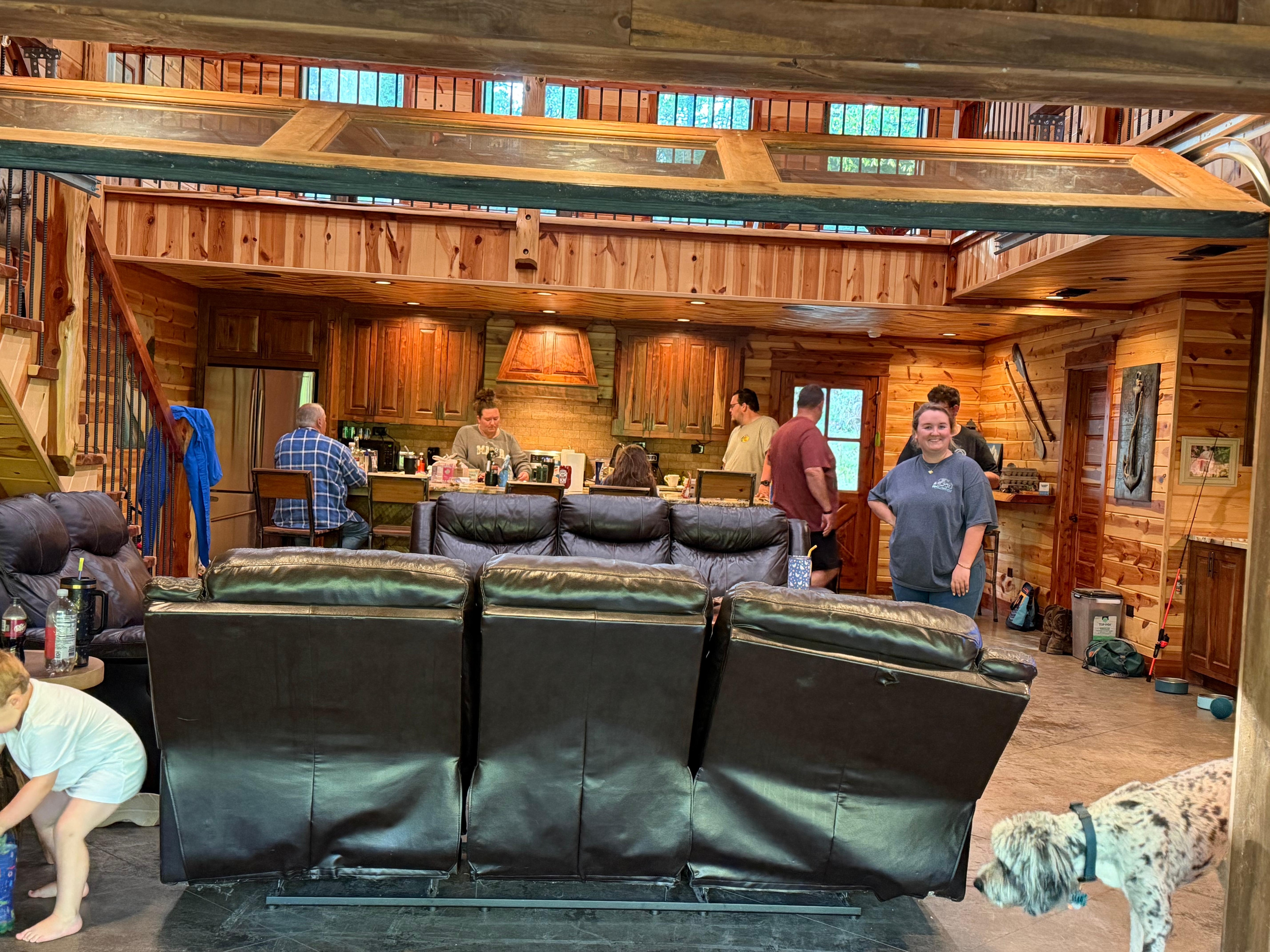 Garage door open from patio to interior.  