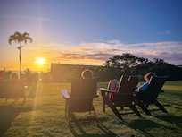 Sunset on the resort lawn just steps from the condo.