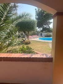 Blick vom Patio auf den Garten