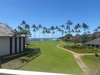 Great lawn and beach view from the lanai