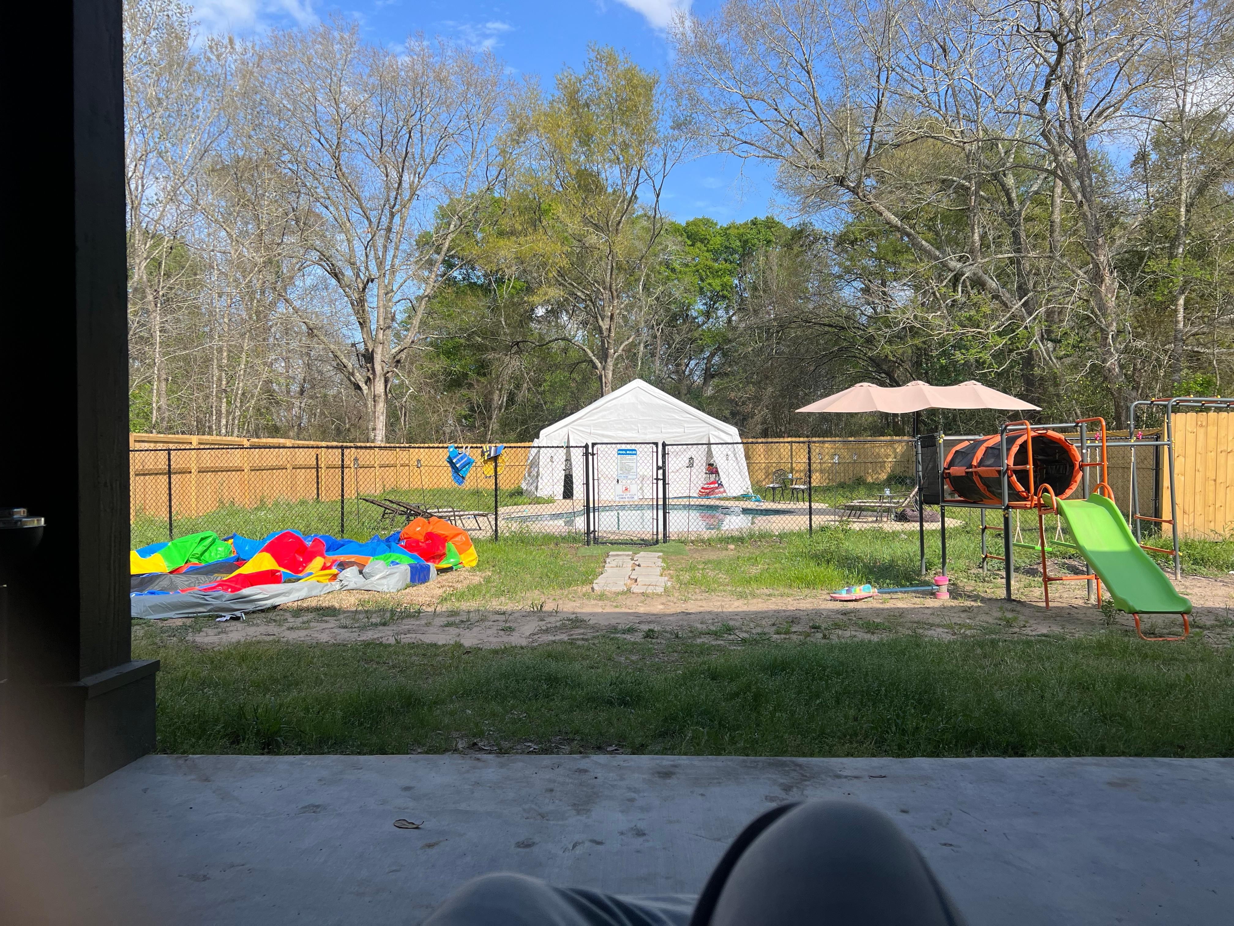 Pool and projector/party tent 