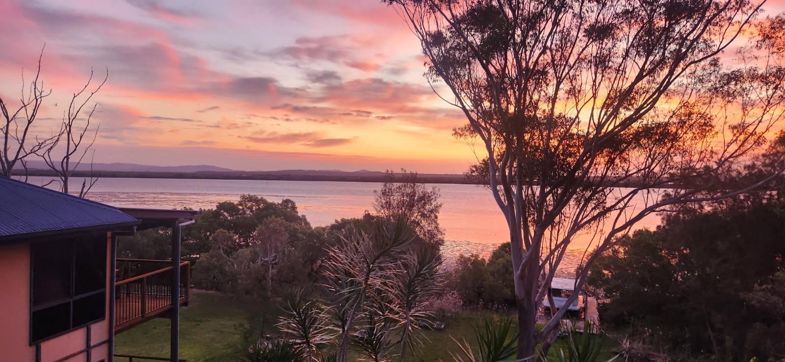 Sunset over the water from the balcony