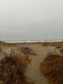 The beach is literally steps away