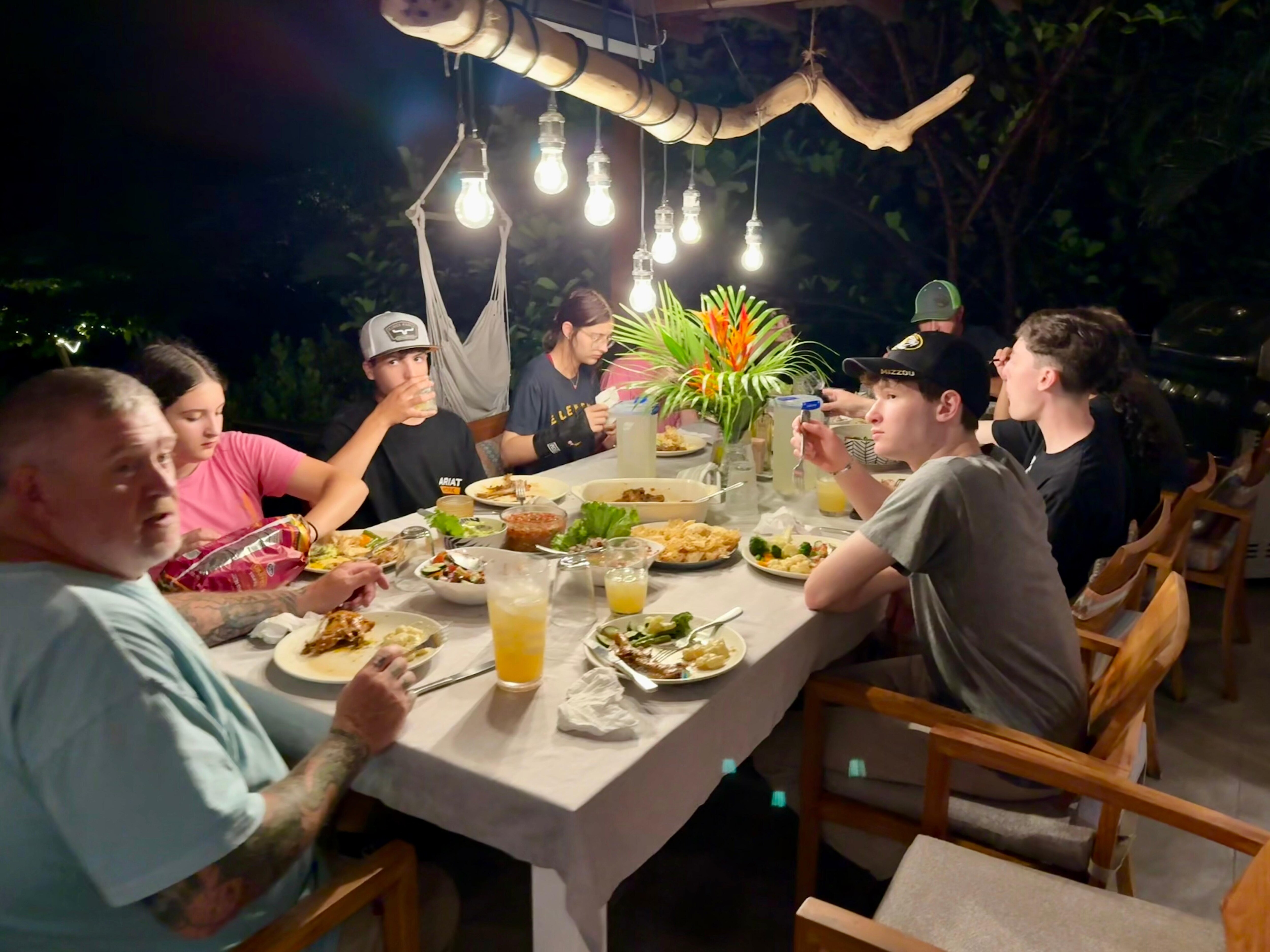 Dinner made by Sonia the night we arrived on the patio overlooking the ocean. 