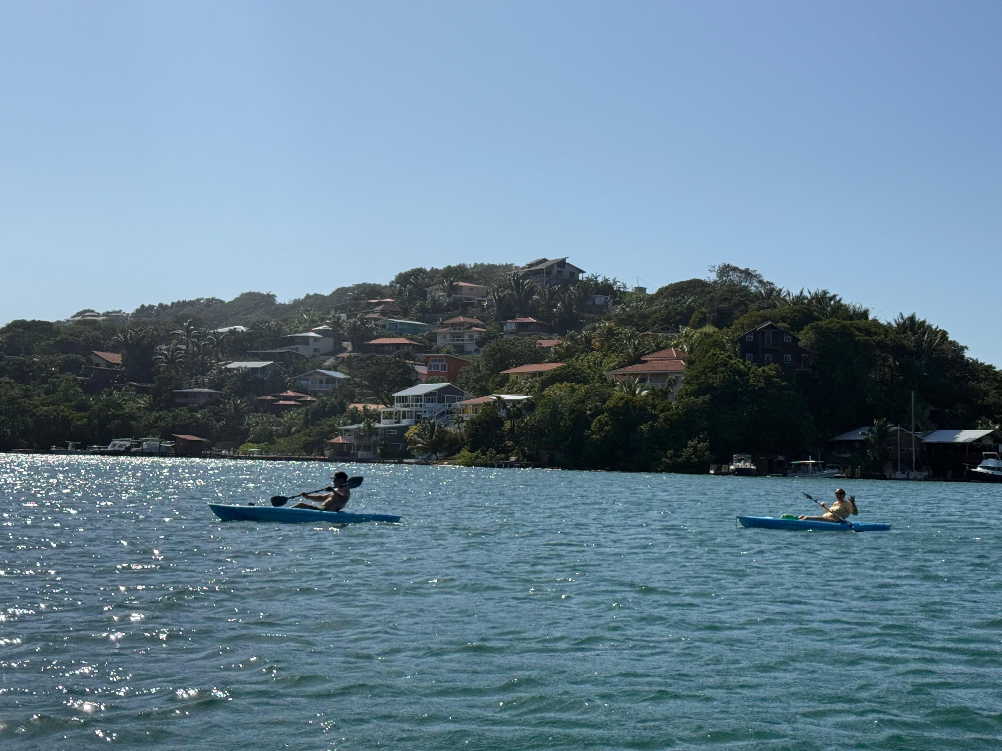 Kayaking to the swim platform