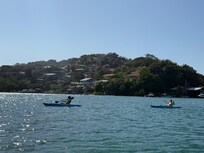 Kayaking to the swim platform