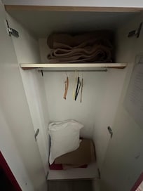 Look at the black mold in the closet -- the blankets have never been washed.